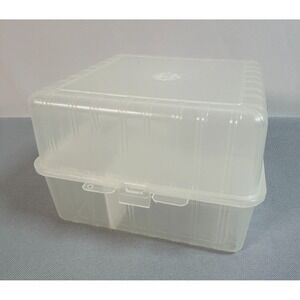 VTG Anchor Hocking Clear Plastic Sheer Lunch Box Model #5803 Made in the USA EUC